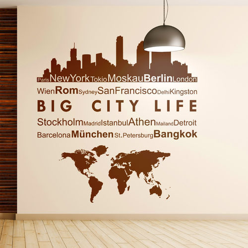 Wandtattoo Big City Life Metropolen & Weltkarte