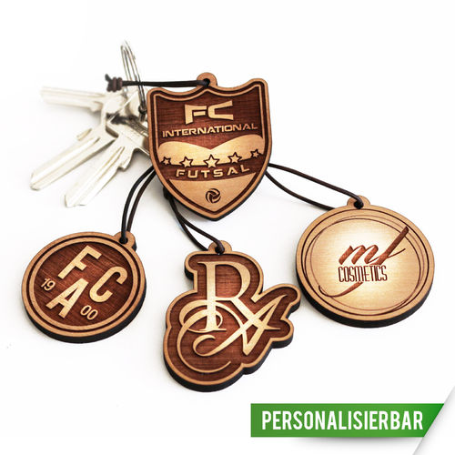 Holz Schlüsselanhänger mit Ihrem Logo, Firma, Verein, Namen etc.