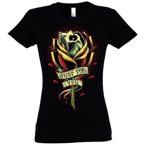 T-Shirt Rose mit Totenkopf